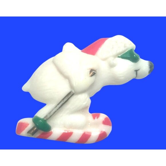Hallmark Christmas Pin White Polar Bear Skiing Vintage1983 - Picture 7 of 10
